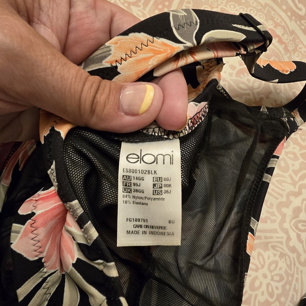 Elomi Dark Tropics Underwire Plunge Bikini Top